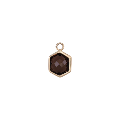 Rhea • 14K Gold Hexagon Gemstone Hoop Charm Only