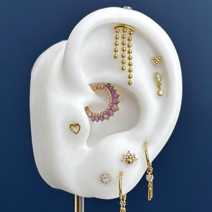 18k Solid Gold Beaded Drape
