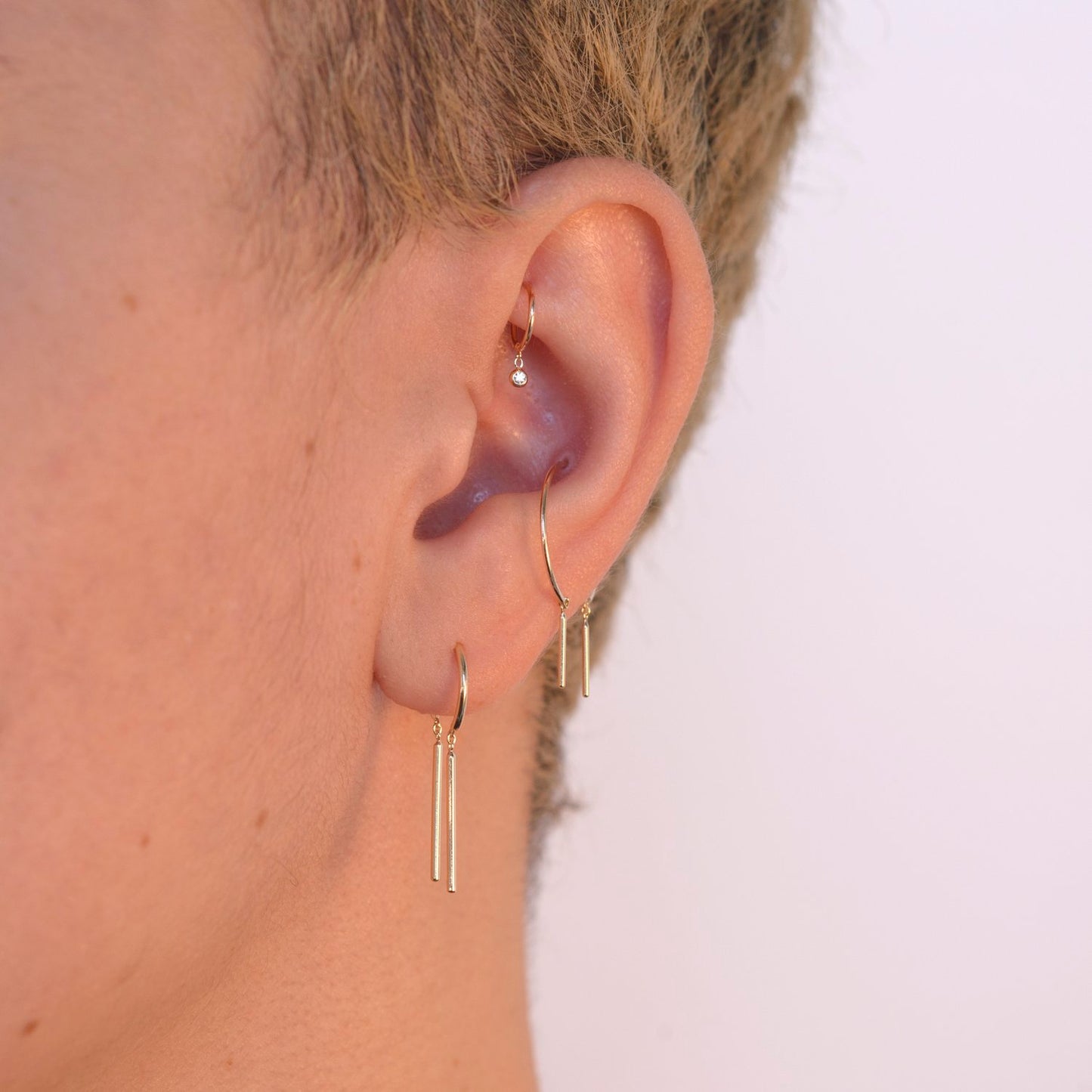 14k Solid Gold Chime Hoops