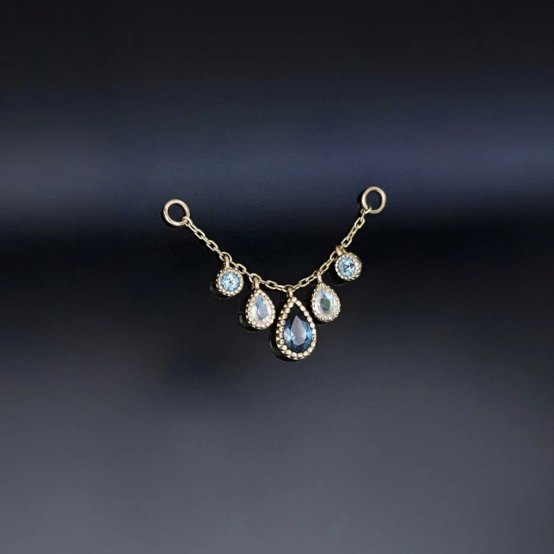 14k Gold Colette • London Blue Topaz Chain 25mm