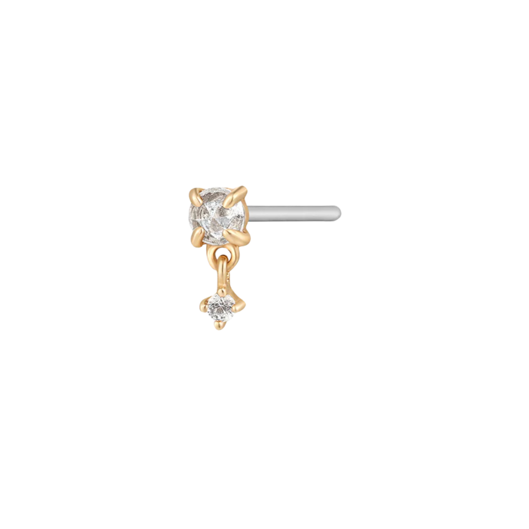 IDA | 14k Rose Cut Double White Sapphire Stud