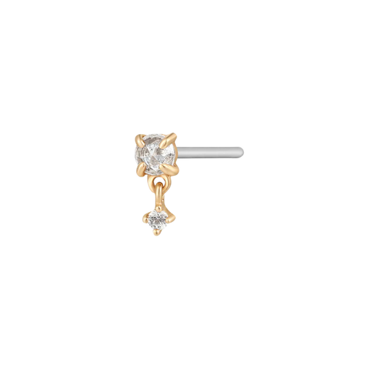 IDA | 14k Rose Cut Double White Sapphire Stud