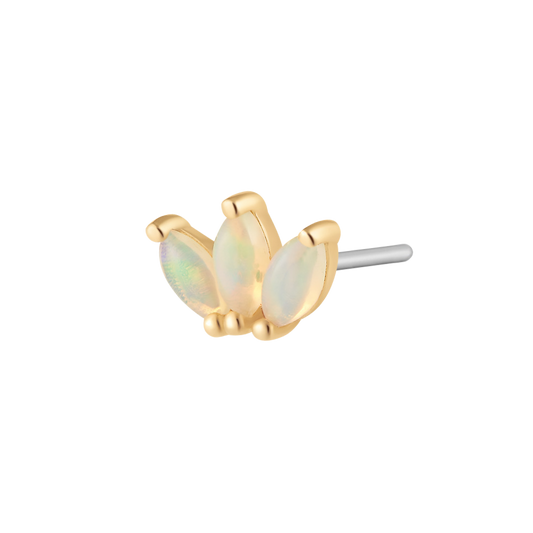 BLOOM | 14k Gold Triple Marquise Opal Stud