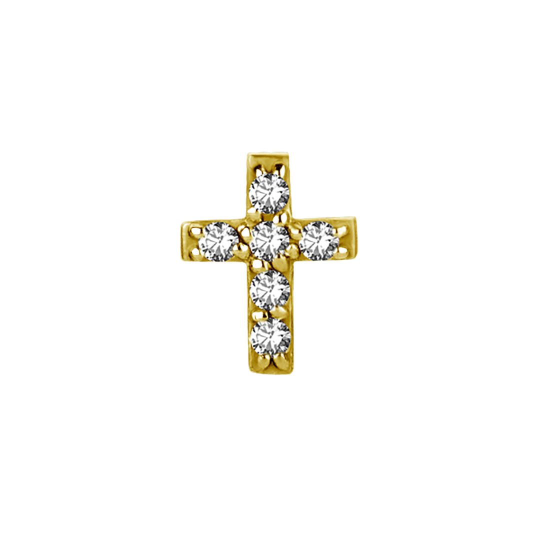 Elaira Studded Cross in 24k Gold PVD