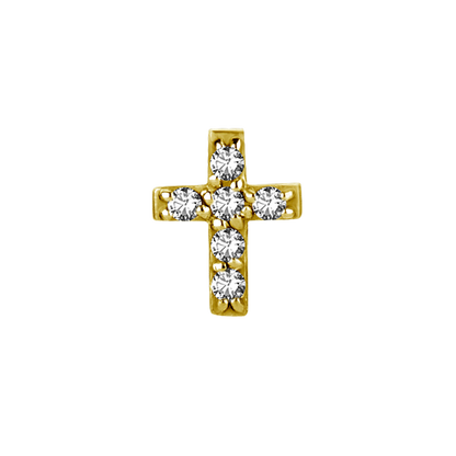 Elaira Studded Cross in 24k Gold PVD