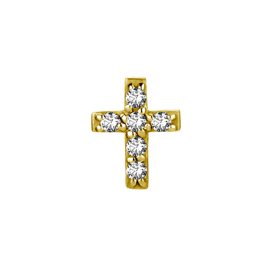 Elaira Studded Cross in 24k Gold PVD