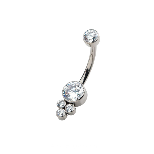 Titanium Hybrid Tri beads CZ Belly Ring