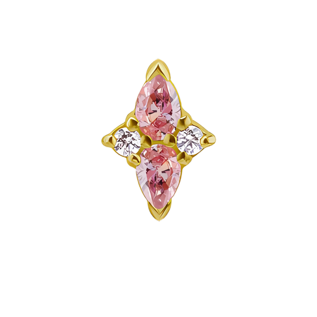 Elaira 18k Gold Pear Shape Double Pink CZ