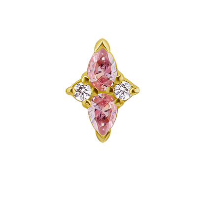 Elaira 18k Gold Pear Shape Double Pink CZ