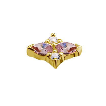 Elaira 18k Gold Pear Shape Double Pink CZ