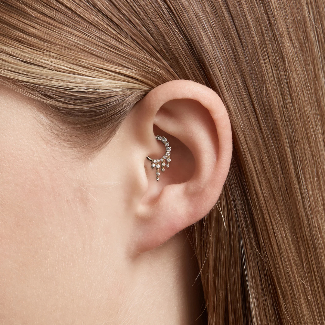 18k Solid Gold Dewdrop Daith Clicker