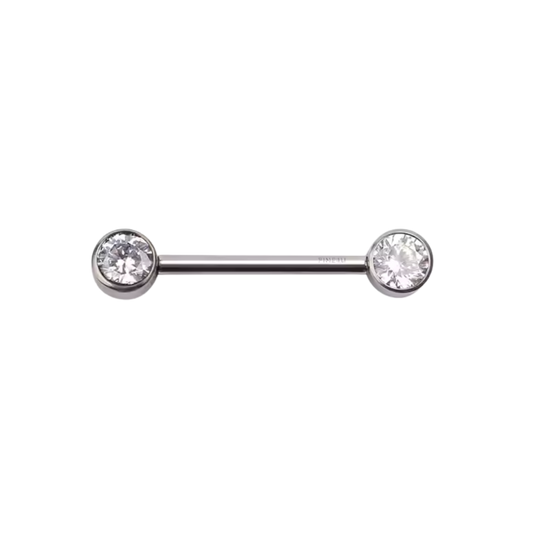 Titanium 14g Barbell with Fixed Bezel CZ