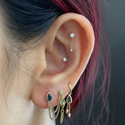 18k Gold 6 Claw Setting Dangling Lab Grown Diamond