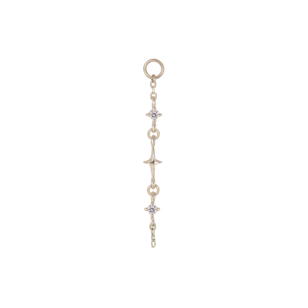 14k Solid Gold Nicole Double Diamond Drop Charm