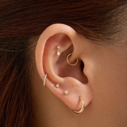 KAITLYN | 14k Gold Opal and Lab Grown Diamond Floating Stud