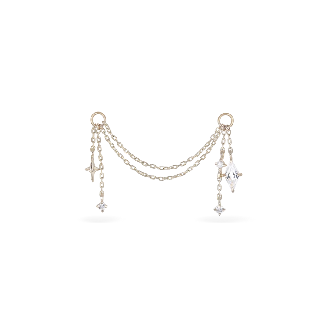 14k Solid Gold Julia Celestial Draped Link Chain Attachment