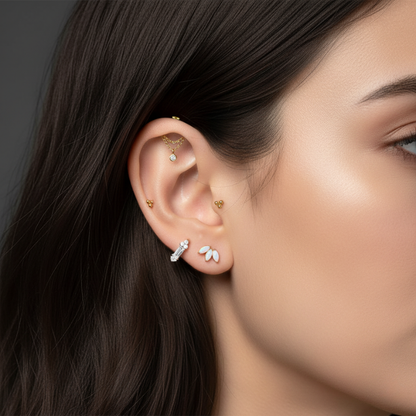 18k Solid Gold Floating Helix Dangle