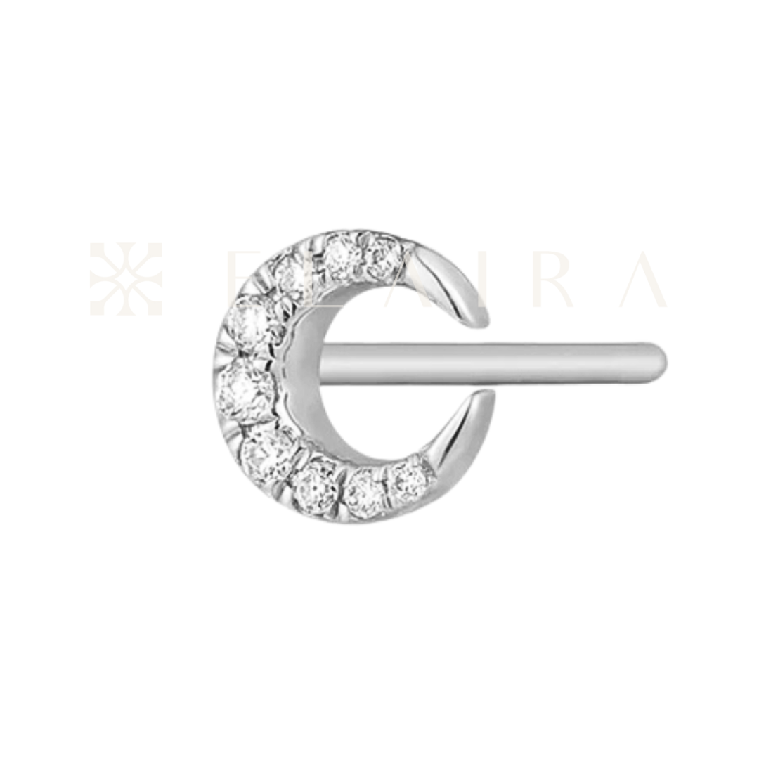 SELENE | 14k Gold Natural Diamond Crescent Moon
