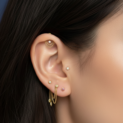 Titanium Vertical Helix Double Chain CZ