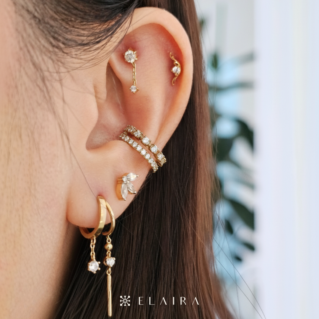 18k Gold 6 Claw Setting Dangling Lab Grown Diamond