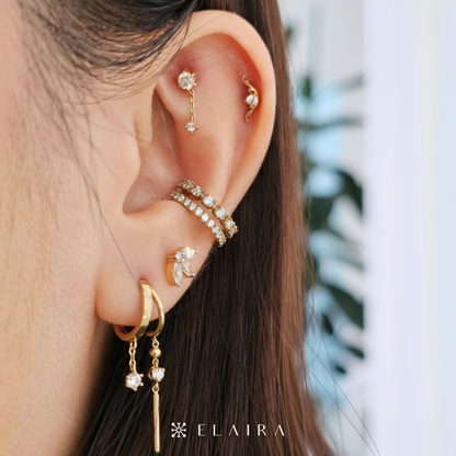 18k Gold 6 Claw Setting Dangling Lab Grown Diamond