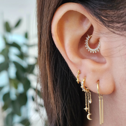 18k Solid Gold Double Pointed Stars