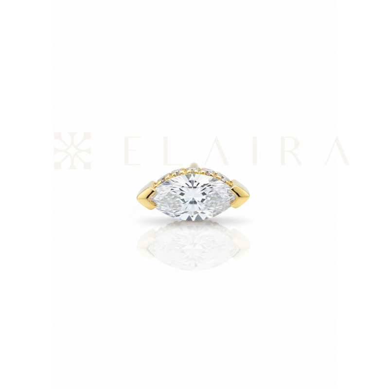 18k Gold Marquise w Diamond Side Stone