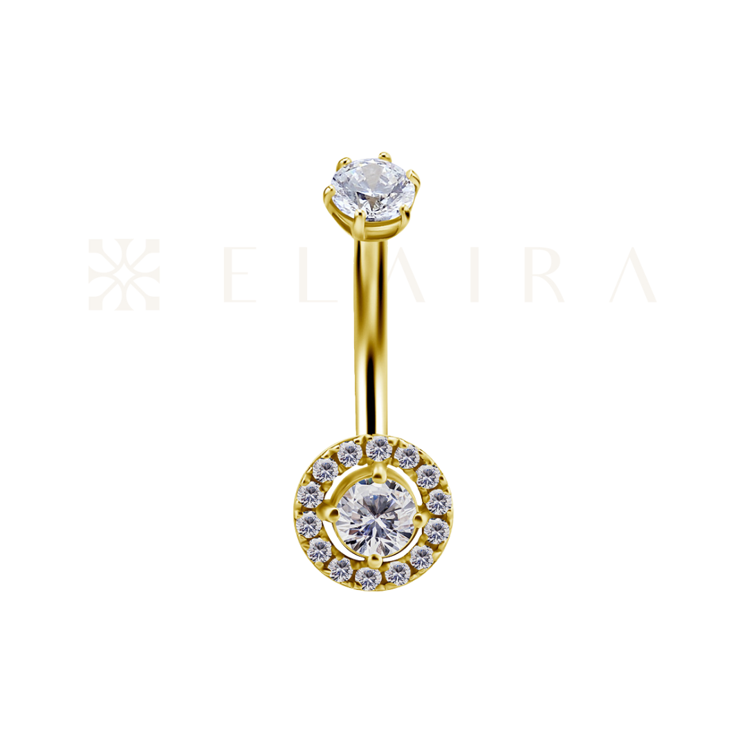 18k Solid Gold Round Shape Belly Ring