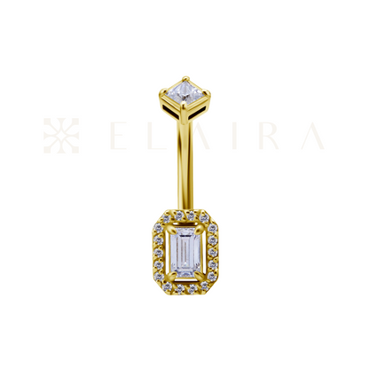 18k Gold Emerald Shape Belly Ring