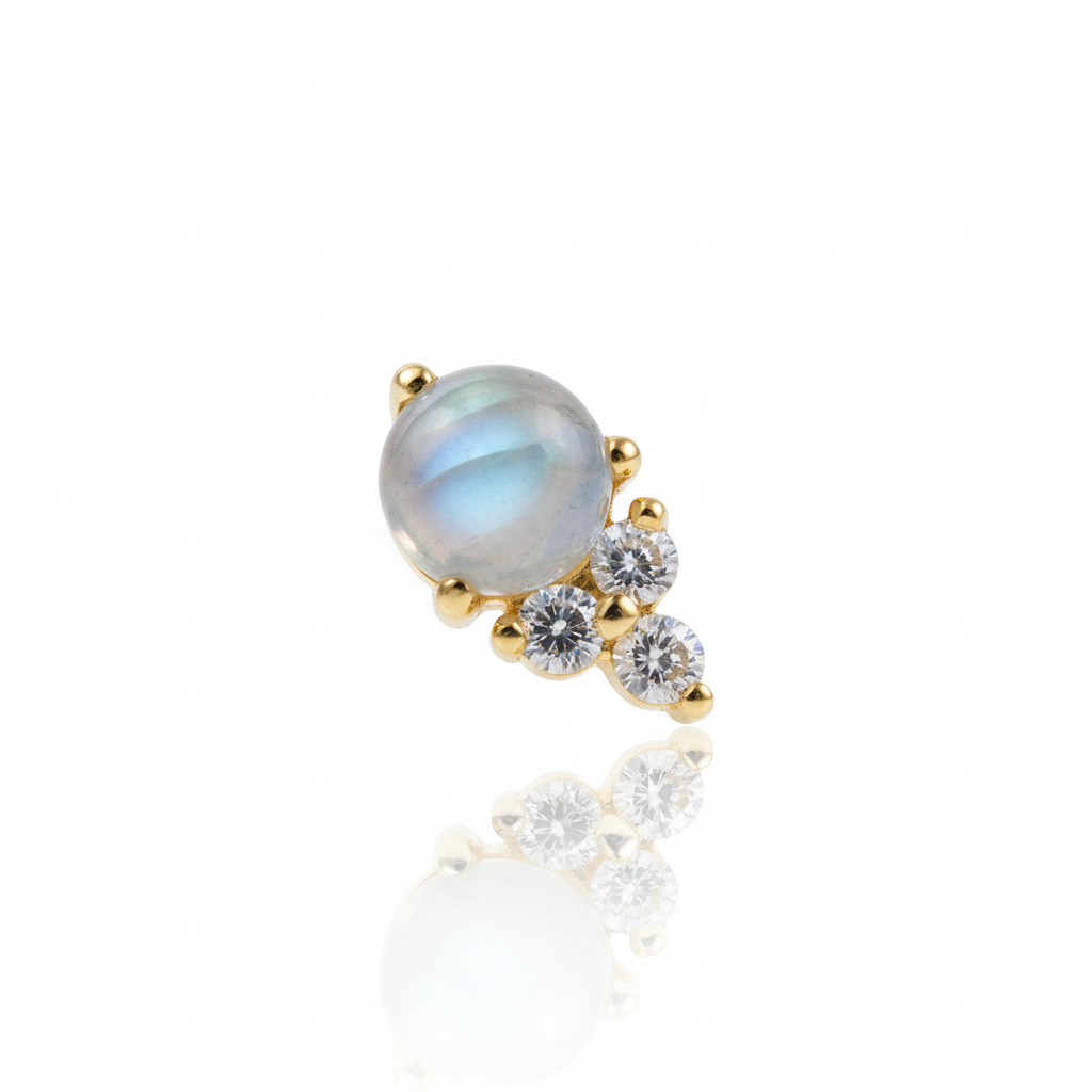18k Gold Trinity Moonstone & Lab Grown Diamond