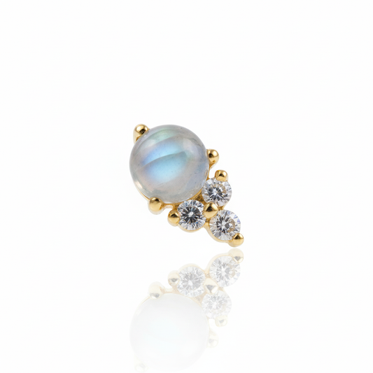 18k Gold Trinity Moonstone & Lab Grown Diamond