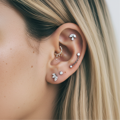 18k Solid Gold Dewdrop Daith Clicker