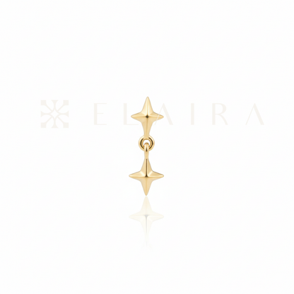 18k Solid Gold Double Pointed Stars