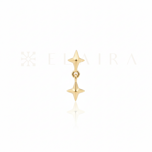 18k Gold Double Pointed Stars