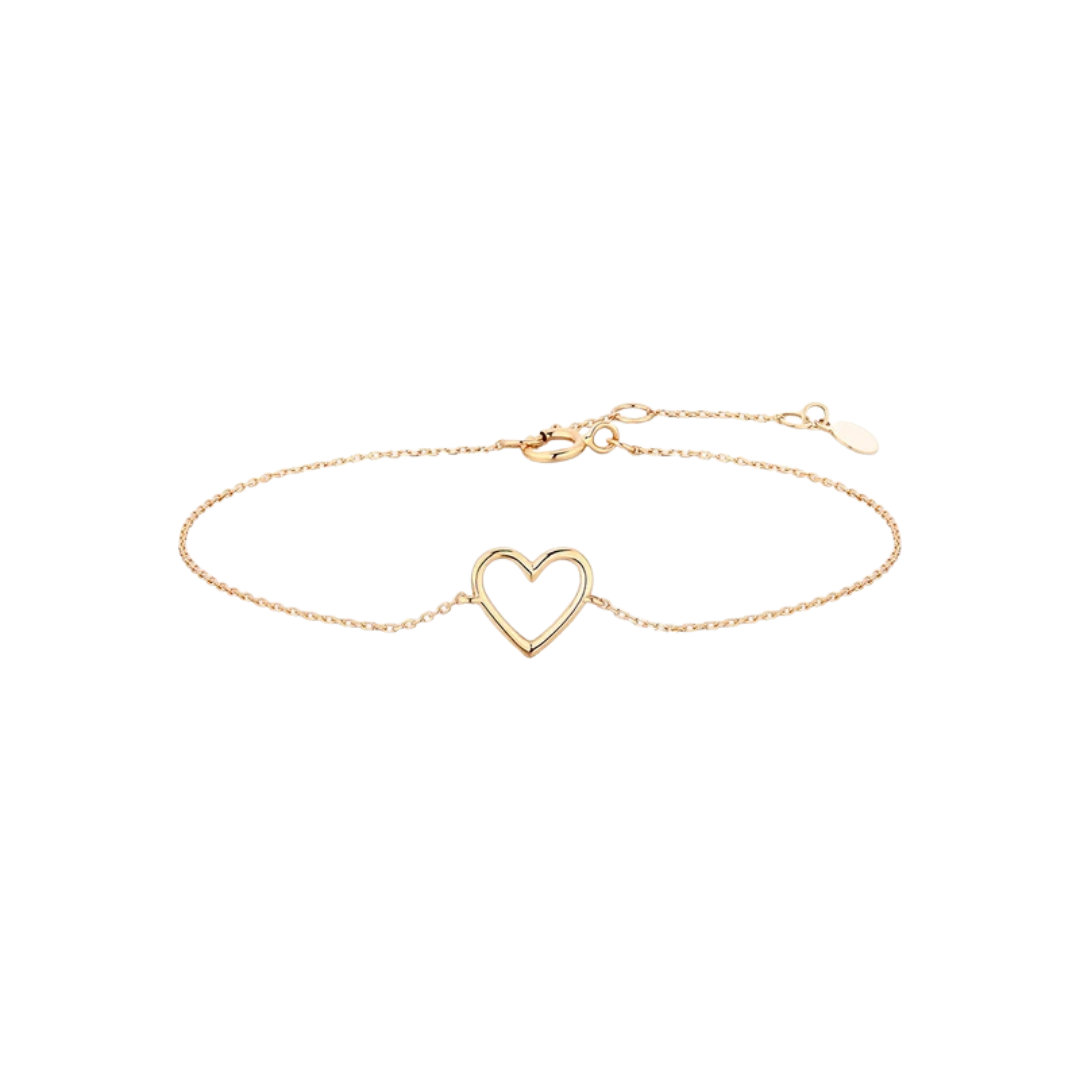 14k Solid Gold JANE | Open Heart Bracelet