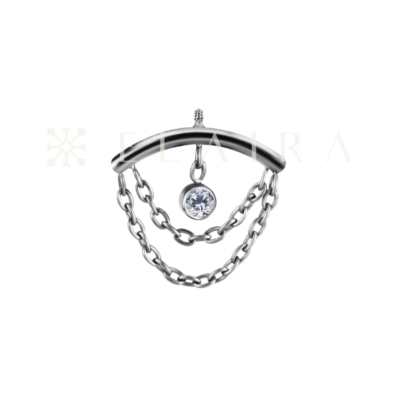 Titanium Vertical Helix Double Chain CZ