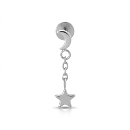 Moon n Stars Dangling Flatback Stud