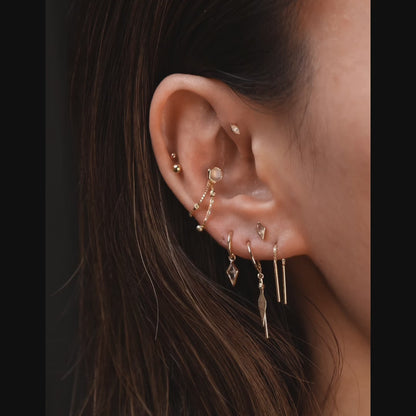 14k Solid Gold Versa Chain Claw Hoop with Spike Charm